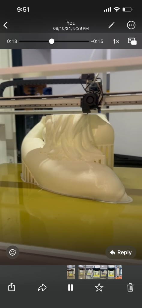 Close-up of a sculpture section printing on the Go3D BX 1200 showing flowing hair detail